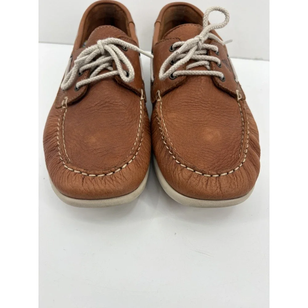 SAS Decksider Boat Shoes Men's Brown Leather Casual Comfort Tripad, USA, 12M